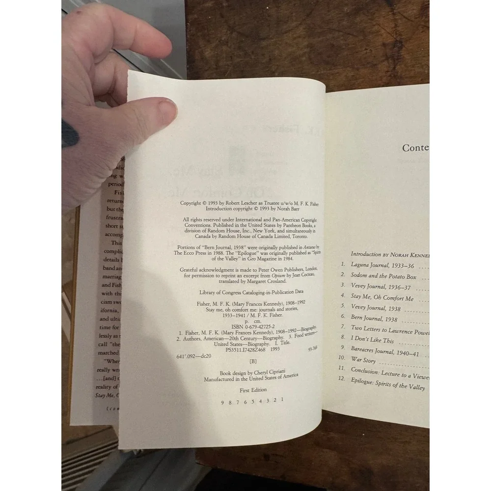 MFK Fisher Stay Me Oh Comfort Me Journals and Stories 1933-1941 First Edition
